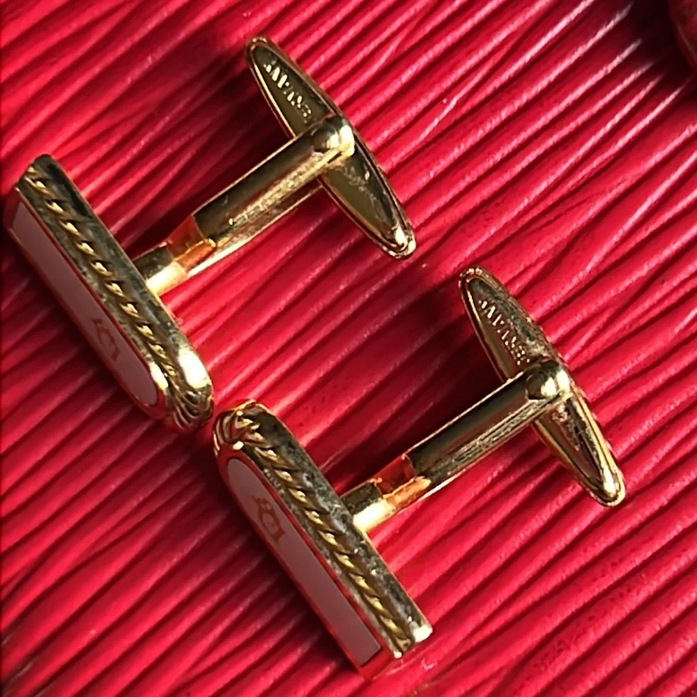 Christian Dior Men's Cuff links Gold & Silver Tone Vintage authentic
